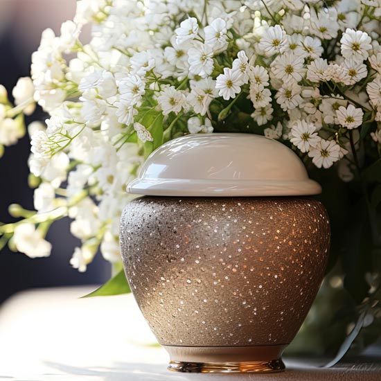 Avoiding Burnout. Vase with white flowers.